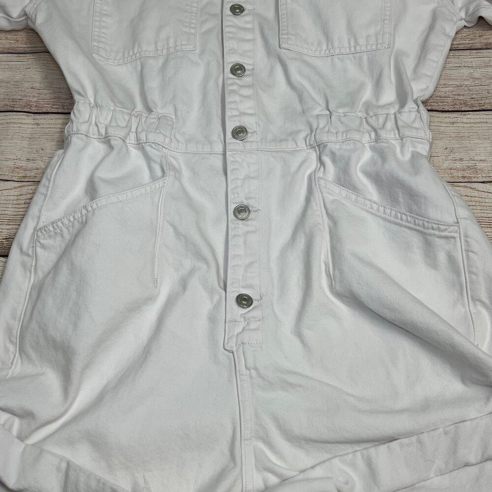We The Free by Free People Marci Cuffed Shortall Romper Size M White Jumpsuit - Picture 12 of 16